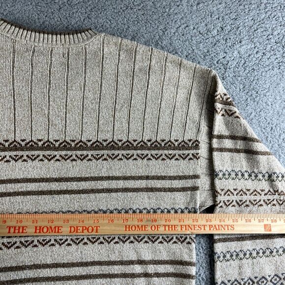 Vintage Croft & Barrow Sweater Mens Medium Beige Striped USA‎ Grandpa Grunge 90s - Picture 13 of 15